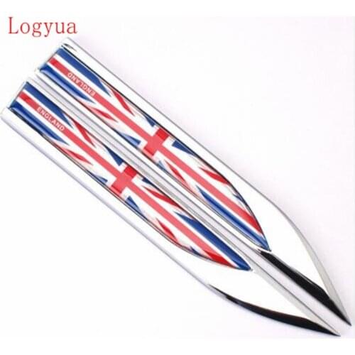 Car Styling UK Flag 15*1.7cm Zinc Alloy Epoxy Blade Badge Emblem Fender Sticker For Britaish England 2Pcs = 1 Pair
