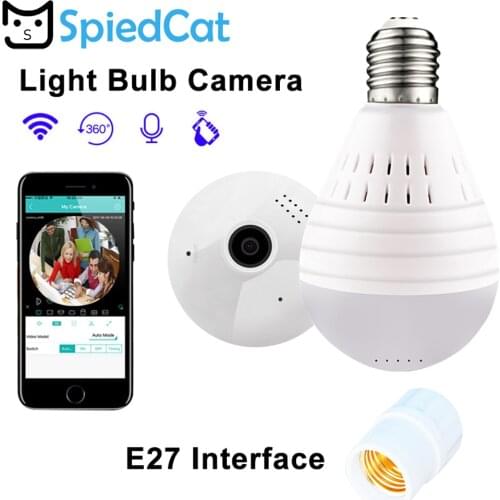 Bulb Lamp Wifi IP Mini Camera 960P Home Security Wireless Cam Panoramic FishEye Support 128GB 360 Degree Night Vision Camcorder
