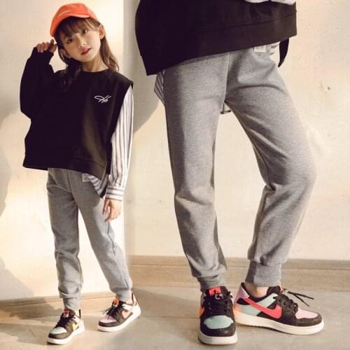 Girl Loose Sports Pants Kids Pattern Design Boys Pants Spring Autumn Children Black Elastic Waist Casual School Trousers