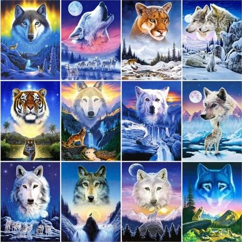 Evershine 5D Diamond Embroidery Animals Rhinestone Mosaic Diamond Painting Wolf Full Square Round Drill Cross Stitch Home Decor