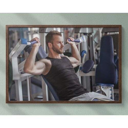 Fitness Bodybuilding Man Strong Muscles Exhibition Healthy Body 9 Wall Sticker Silk Fabric Poster Art Indoor Decor Bright