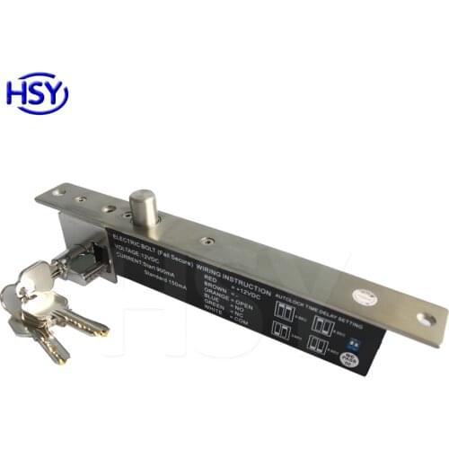 HSY Fail Secure Keys Electric Drop Bolt Lock Access Control Electronic Cylinder Time Delay Door Locks with 3 Key and LED