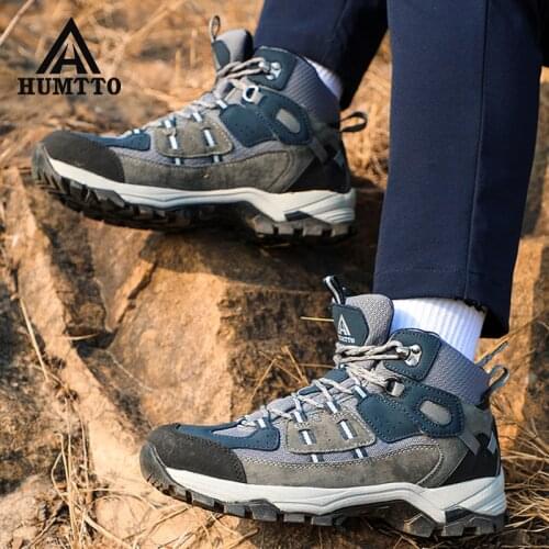HUMTTO Men Genuine Leather Trekking Shoes Waterproof Hiking Boots Women Ankle Boots Hunting Shoes Mountain Boots Tactical Shoes