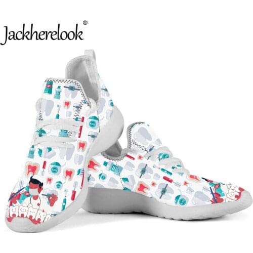 Jackherelook Women Dental Sneakers Nursing Flat Female Shoes Funny Teeth/Dentist Print Casual Air Mesh Footwear Zapatos Mujer