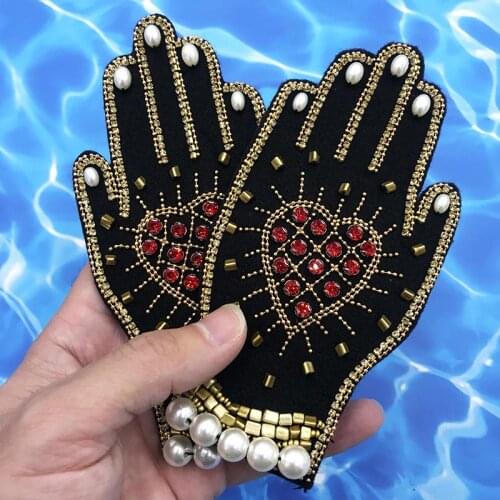 Hot New Rhinestone Hand Beaded Patch for Clothes Sew on Beaded Applique Clothes Shoes Bags Decoration Patch DIY Apparel