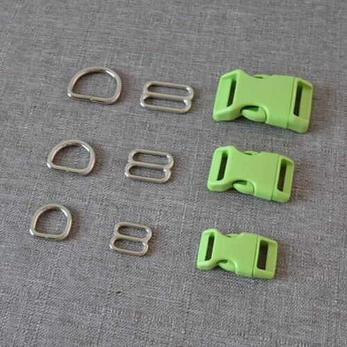 10Sets/Lot Metal D Ring Hardware Straps Belt Webbing Slider Plastic Buckle For Pet Dog Collar Necklace Harness Sewing Accessory