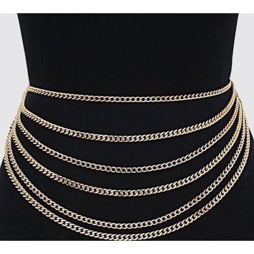 Multilayer Sexy Waist Chain Women Fashion Metal Body Jewelry Belt Female Trendy Accessories
