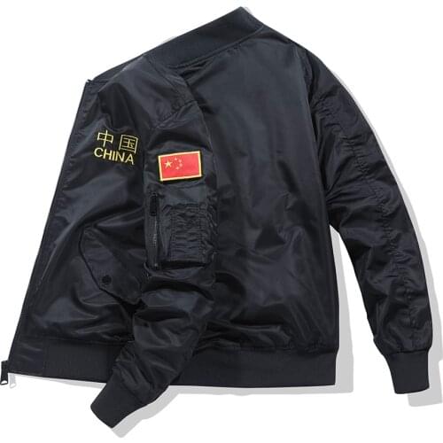 Anyvearon China Embroidery Mens Pilot Jacket 2021 New Autumn&Spring Bomber Jacket Black&Army Green Casual Mens Windbreaker