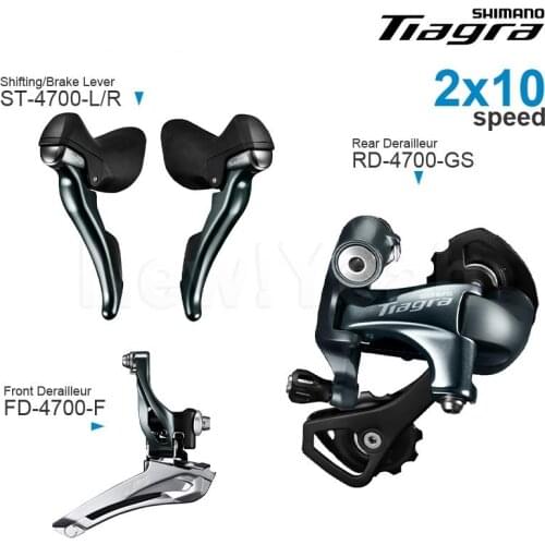 SHIMANO TIAGRA 4700 2x10 Speed Groupset include 4700 Shifters Front Derailleur and Rear Derailleur Short / Medium Cage