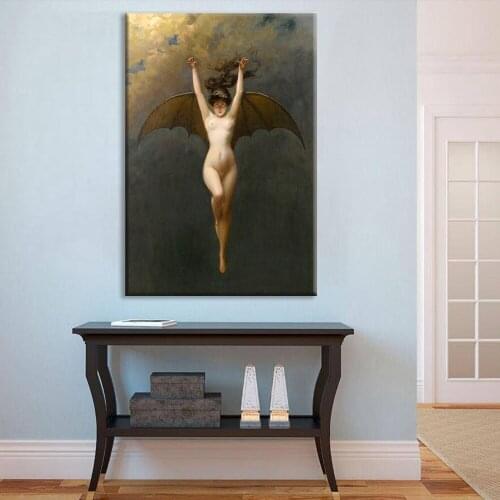 The Bat Woman Wall Albert Joseph Penot Vintage Poster Antique Canvas Painting Print Occult Art Picture Home Decoration