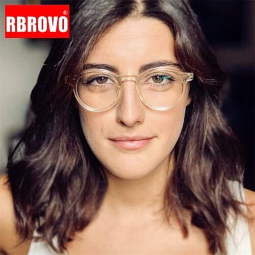 RBROVO Round Glasses Frame Women Luxury Brand Eyeglasses Frame Computer Glasses for Women Vintage Okulary Clear Gafas De Mujer