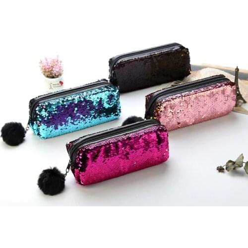 Creative Reversible Sequin Pencil Case for Girls School Supplies Super Big Stationery Gift Magic Pencil Box Bags Pencilcase