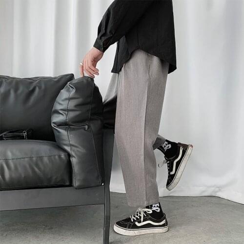 Casual Pants 2021 New Trousers Straight Joggers Men Loose Trousers Korean Trendy Students Handsome Wild Nine Points Casual Pants
