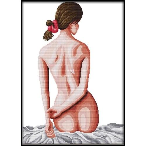 Stamped Cross Stitch 11ct Embroidery Cross Stitch Patterns A Womans Back Shadow Cross Stitch Kit Sets Printed Cross Stitch Kits