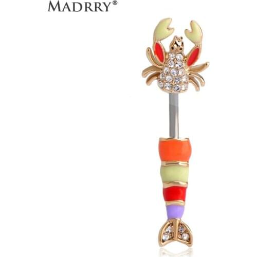 Madrry Colorful Scorpion Navel Bell Button Rings Gold Color Enamel Crystal Insect Piercing Ombligo Women Bikini Body Jewelry
