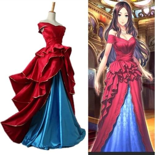 High Quality Fate/Grand Order red dress Leonardo da Vinci 2nd anniversary cosplay costume long Dress