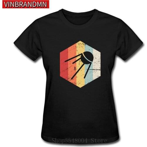 Retro Sputnik Icon Women T-Shirt CCCP Space Rocket Tshirt Russia Program Sputnik 1 Tee Shirt USSR Punk Style Tops Femme Clothing
