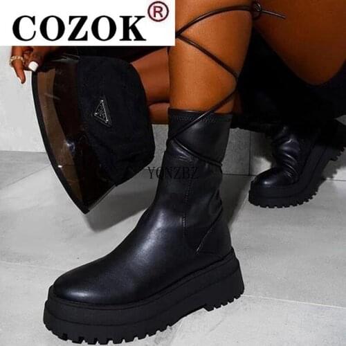 Big Size 43 Brand New Ladies Platform Ankle Boots Fashion Chunk Punk Zipper Combat Boots Women Party Sylish Autumn Shoes Woman