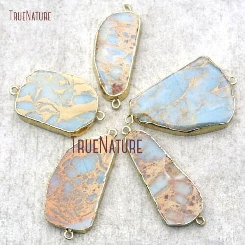 10Pcs Gold Plating Irregular Shape Connector Snakeskin Jaspers Connector 45x21mm PC14974