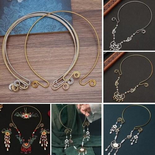 2pcs DIY Metal Collar Neckalce Circle Hang Hook Bride Base Setting Jewelry Making Components Wedding Necklace Jewelry DIY