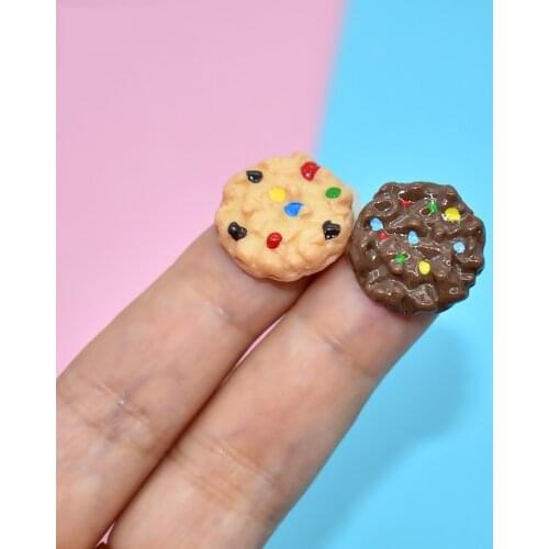 20Pcs Resin Kawaii Colorful Cookies Biscuit Flatback Cabochon Scrapbooking Accessories DIY Phone Decoration Embellishments 18mm