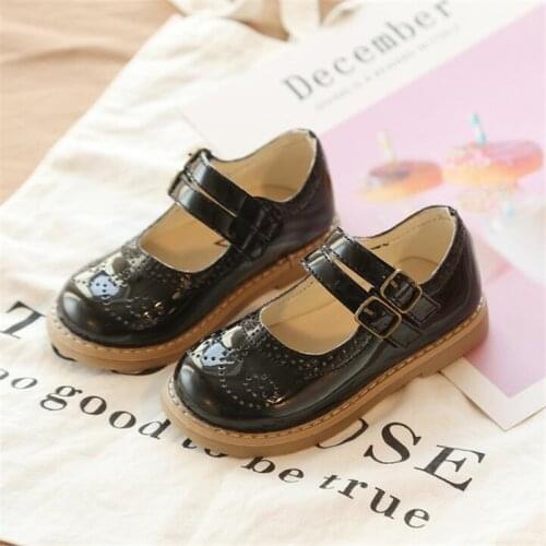 2021 hot Childrens fashion double shoelace Breathable PU Princess shoes Girl non-slip soft bottom Single shoes 21-30