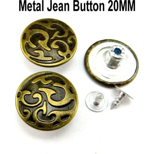 30PCS Metal Jeans Letter Button 20MM Decoration Clothes Accessory Garment Flower Trousers Buttons Fit MJB-365