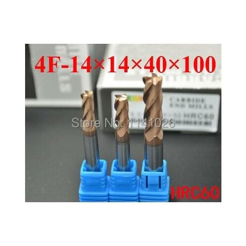 4F-14*14*40*100,HRC60,Spiral Bit Milling Tools Carbide CNC flat End mills Router bits , the lathe tool,boring bar,cnc,machine