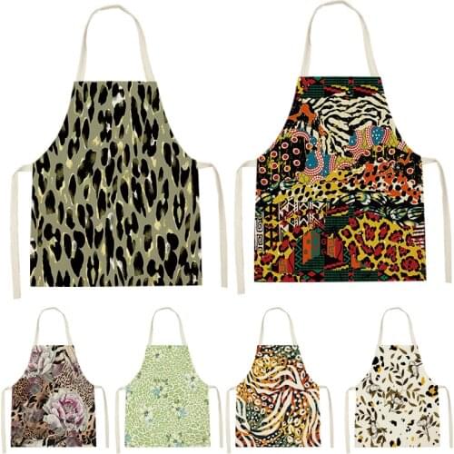 Abstract Leopard Geometric Figure Flower Kitchen Apron Housewife Bib Lunch Break Apron Cooking Animal Home Textiles Antifouling