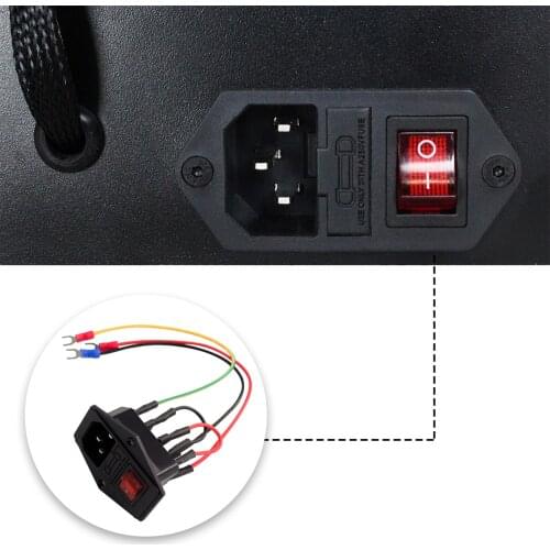 Anet 3D Printer Accessories Power Supply Switch Socket 10A 250V Rocker Switch with Fuse Cable U-Type Plug for 3D Printer