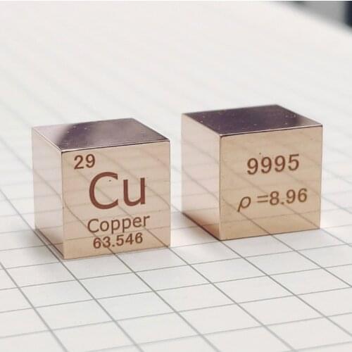 Free shipping 6-sided Mirror Polished Double-sided Engraved Metal 10mm Copper Cu Cube Cu≥99.95
