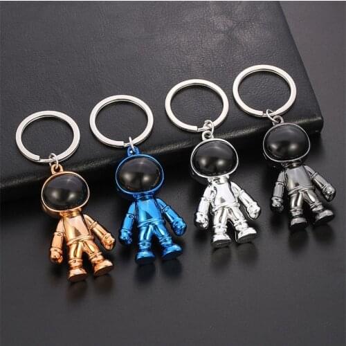Hip Hop Handmade 3D Astronaut Space Robot Spaceman Keychain Keyring Alloy Gift For Man Friend Gift