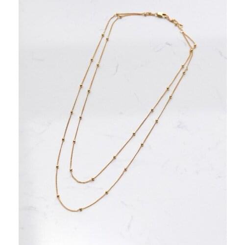 Gold Bean Double-chain women female fashion gold thin chains necklaces