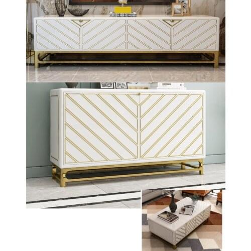 Tea table wooden design Living Room TV monitor stand mueble stainless steel wood side cabinet+tv stand table+Coffee centro Table