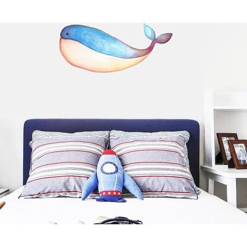 Three Ratels QC385 Colorful giant whale childrens bedroom wall sticker