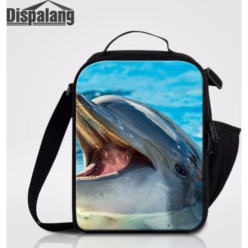 Dispalang Cute Dolphin Prints Cooler Lunch Bag For Children School Bento Lunch Box Insulated Lunch Containers Meal Package Bolsa
