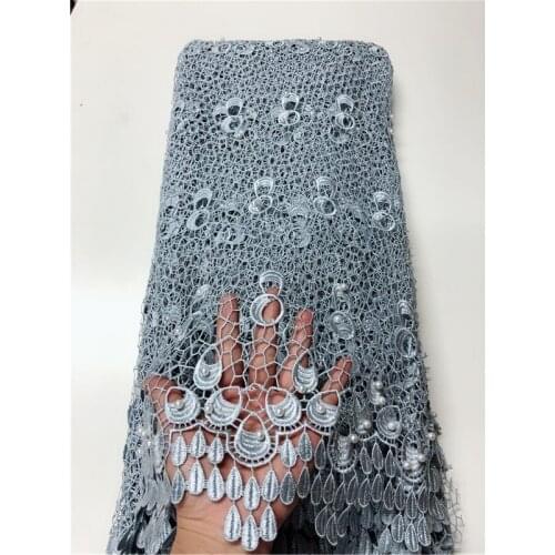 Hole design JRB-52812 Beaded African Lace Fabric High Quality Guipure Cord Water Soluble Lace For Festival Dress Sewing dress