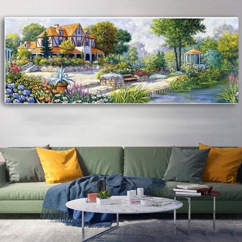House lake landscape Large Diy Diamond Painting Art Full Drill Square Round 5D Diamond Embroidery Mosaic A942