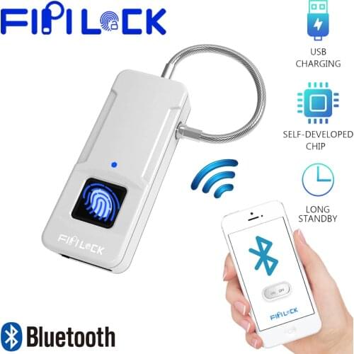 Fipilock Bluetooth Smart Keyless Fingerprint Lock Waterproof Lock With Finger Print Security Touch Keyless Lock USB Charge