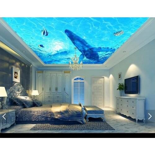 Custom 3d ceiling wallpaper murals Underwater world ceiling mural decorative painting wall papers living room photo wallpaper
