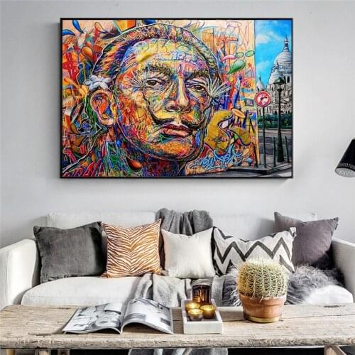 Street Graffiti Art Salvador Dali Wall Art Canvas Painting On the Wall Art Abstract Posters Picture Prints for Living Room