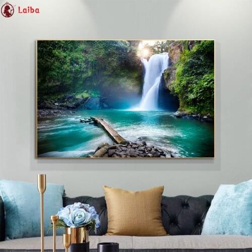 Full drill square Crystal Paintings Natural scenery, waterfall Diamond Embroidery Full round 5d Diy diamond painting Diamond
