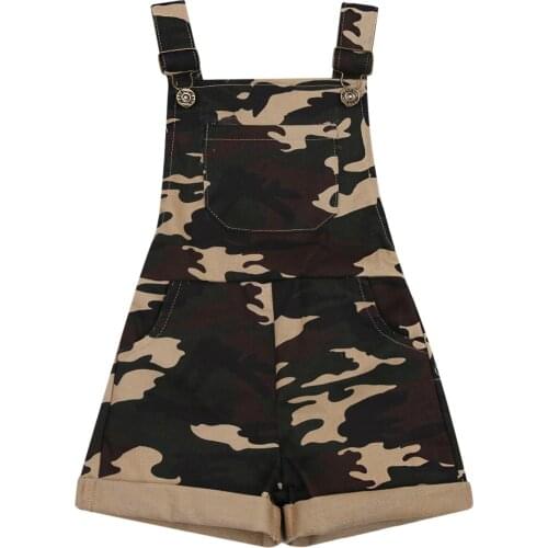 3-7Years Childrens Romper Shorts Babys Unisex Camouflage Printed Sleeveless Jumpsuit for Kids
