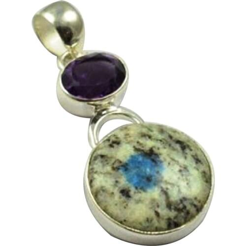 Lovegem Nature K2 Stone & Amethyst Pendant 925 Sterling Silver, 43.6 mm, MHBAP5041
