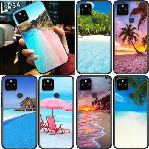 Summer Beach Sunset On Sea Shockproof Cover for Google Pixel 5 4 4A XL 5G Black Phone Case Shell Soft Fundas Coque Capa
