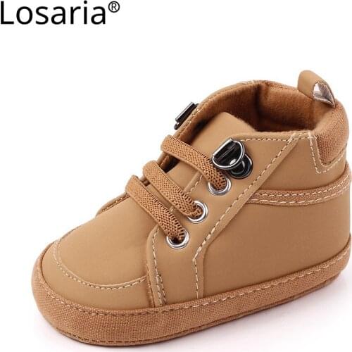 Losaria Toddler Boy Shoes 0-1 Year Ankle Booties Newborn Baby Shoes Soft Anti-slip Sole Infant Shoes First Walkers Baby Footwear