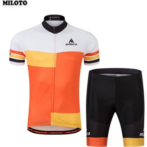 MILOTO Team Men Ropa Ciclismo Pro Cycling Jersey Short Sleeve Bike Outfit Sports Bicycle Top Breathable Bib Shorts Sets Orange