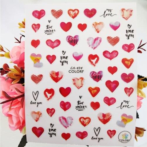 Sweet Love Heart 3D Nail Sticker I Love you Stickers for Nails Decoraciones Foil Decals Manicure Accessories