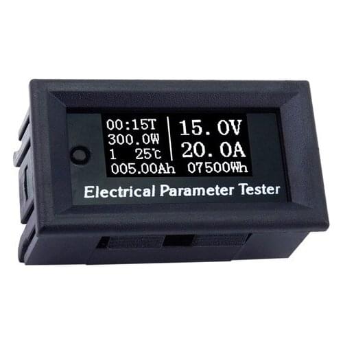 Multifunctional OLED Voltage Current Power Meter Ampere Hour Meter Coulometer Battery Capacity Temperature 50A/100A Universal