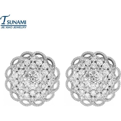 Fashion round AAA cubic zirconia zircon earrings Girls and women like the zircon earrings gift ER049